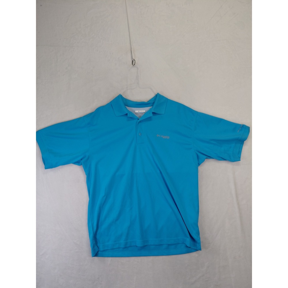 Columbia‎ PFG Mens Blue Omni-Shade Performance Fishing Polo Shirt Size Medium